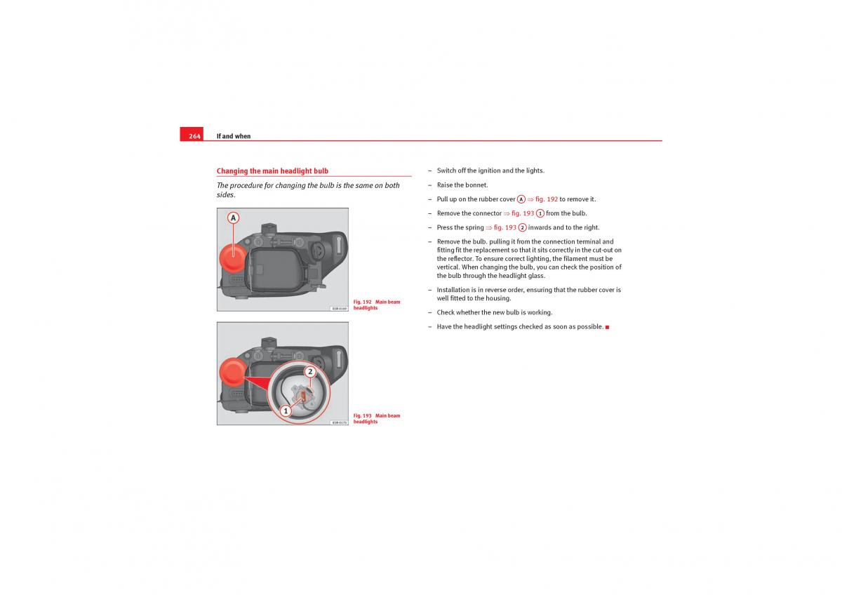 manual  Seat Exeo owners manual / page 266