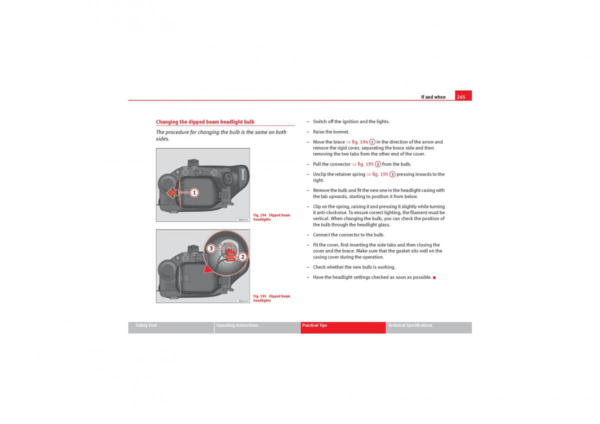 manual  Seat Exeo owners manual / page 267