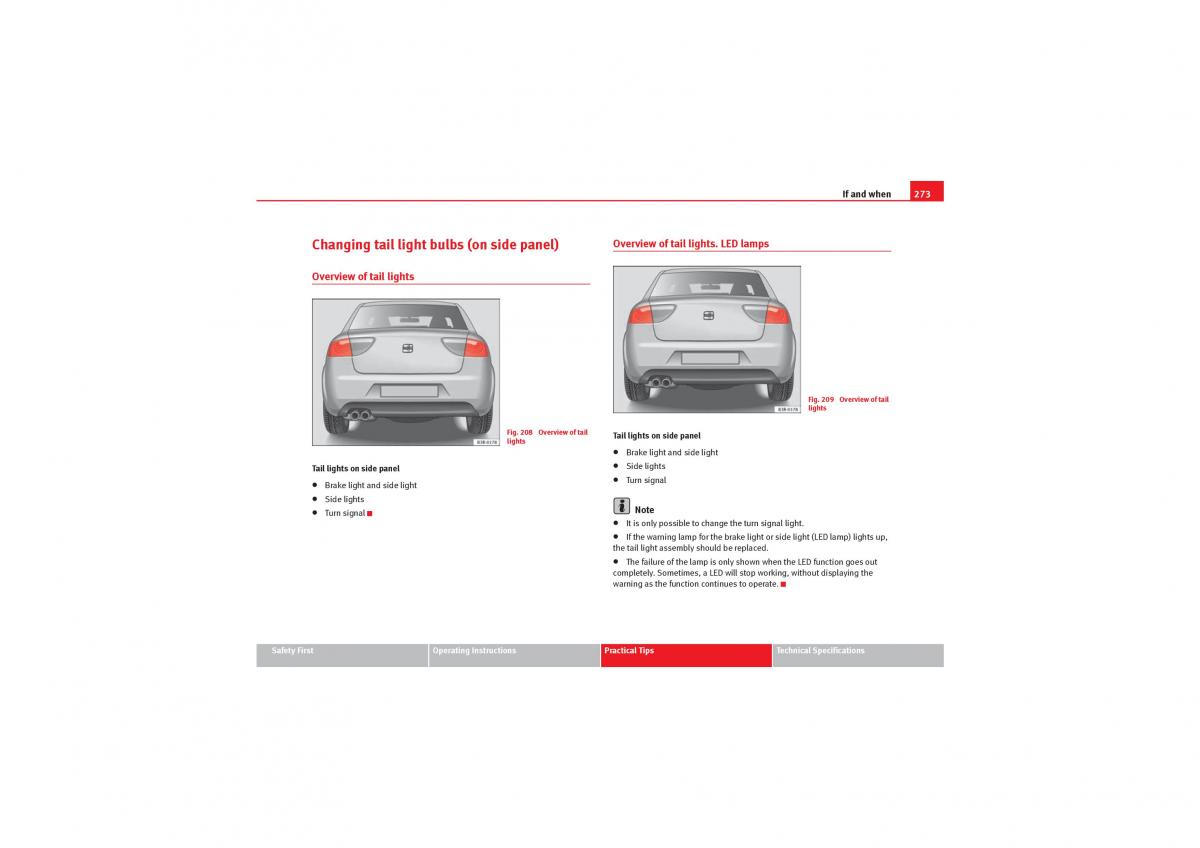 manual  Seat Exeo owners manual / page 275