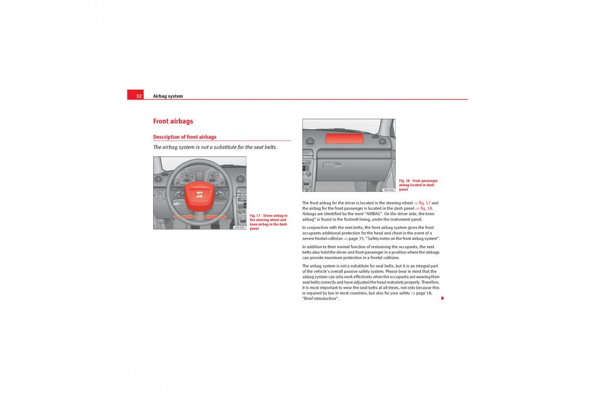 Seat Exeo owners manual / page 34