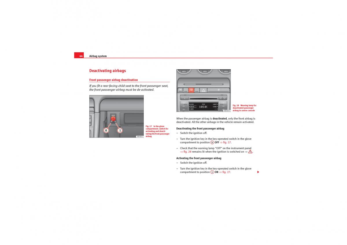 manual  Seat Exeo owners manual / page 46