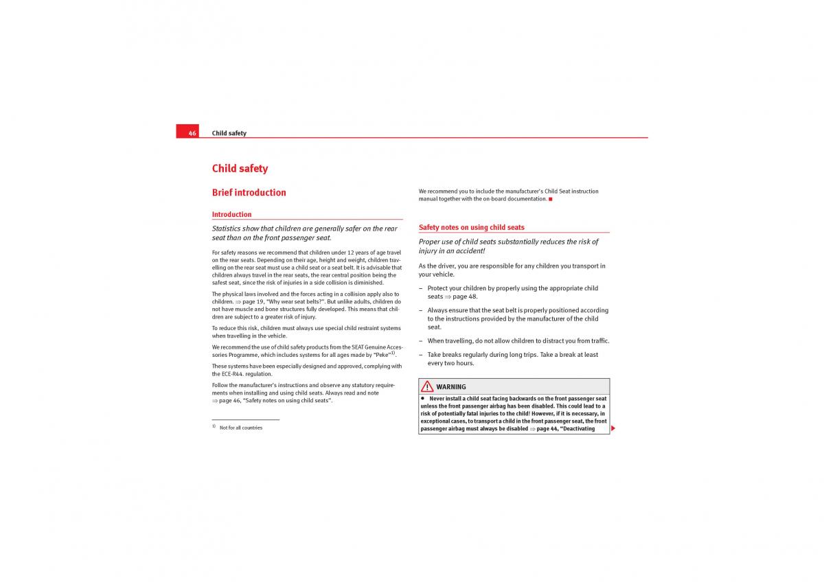 manual  Seat Exeo owners manual / page 48