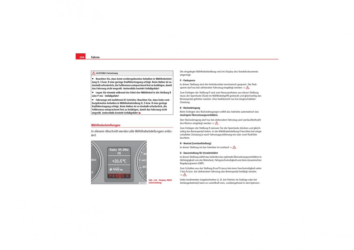 Seat Exeo Handbuch / page 186