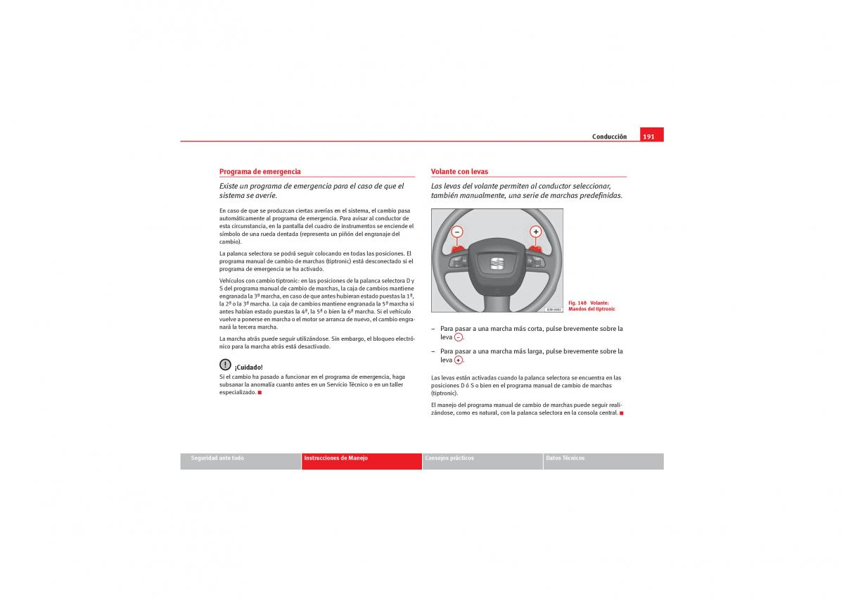 Seat Exeo manual del propietario / page 193