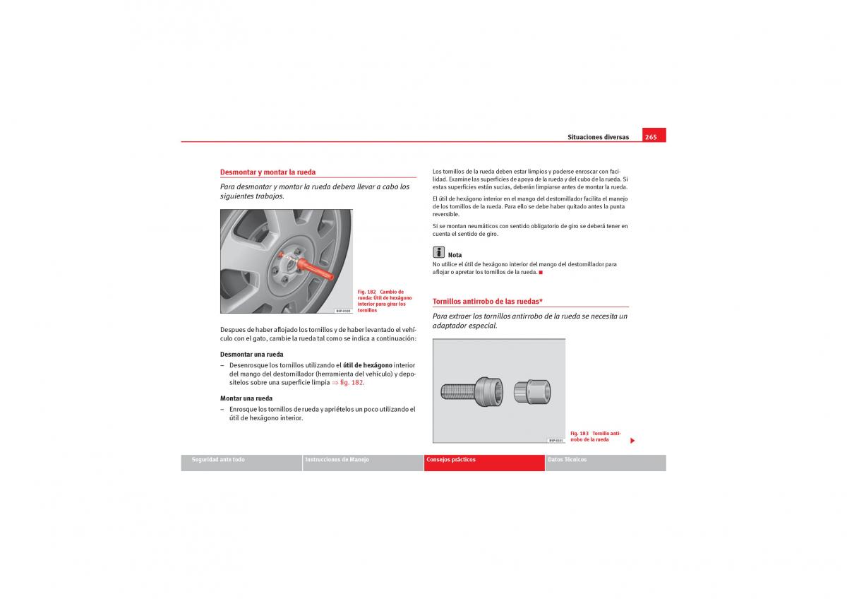 Seat Exeo manual del propietario / page 267