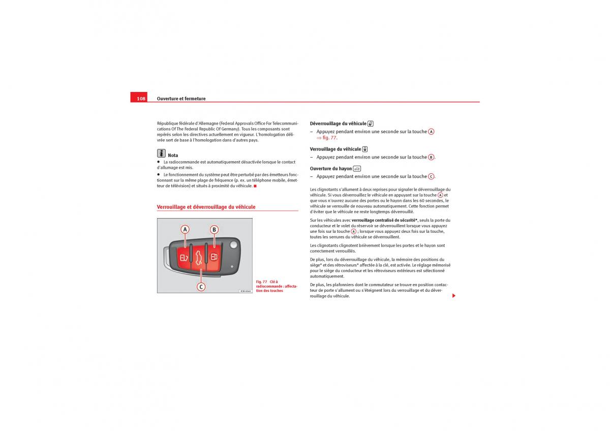 Seat Exeo manuel du proprietaire / page 110