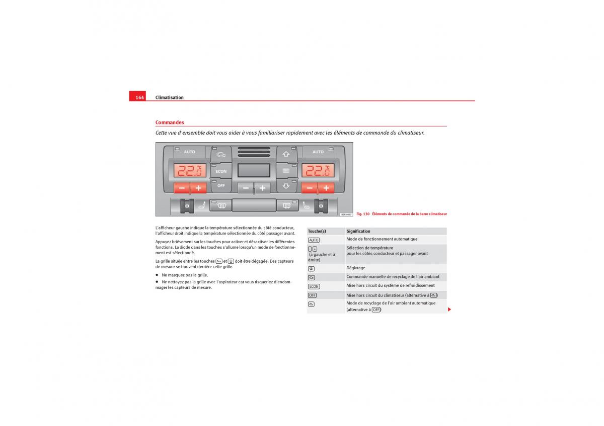 Seat Exeo manuel du proprietaire / page 166