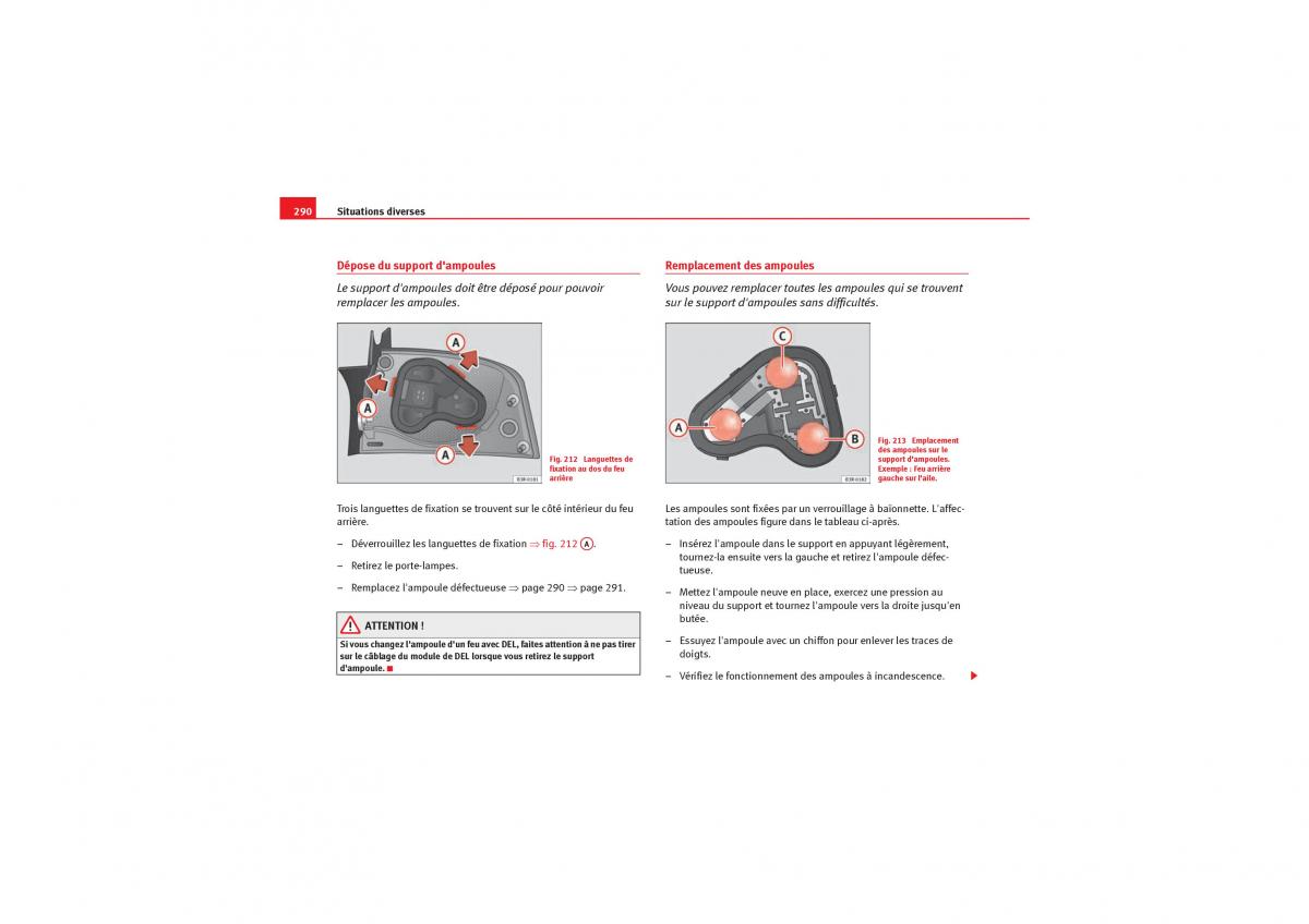 Seat Exeo manuel du proprietaire / page 292