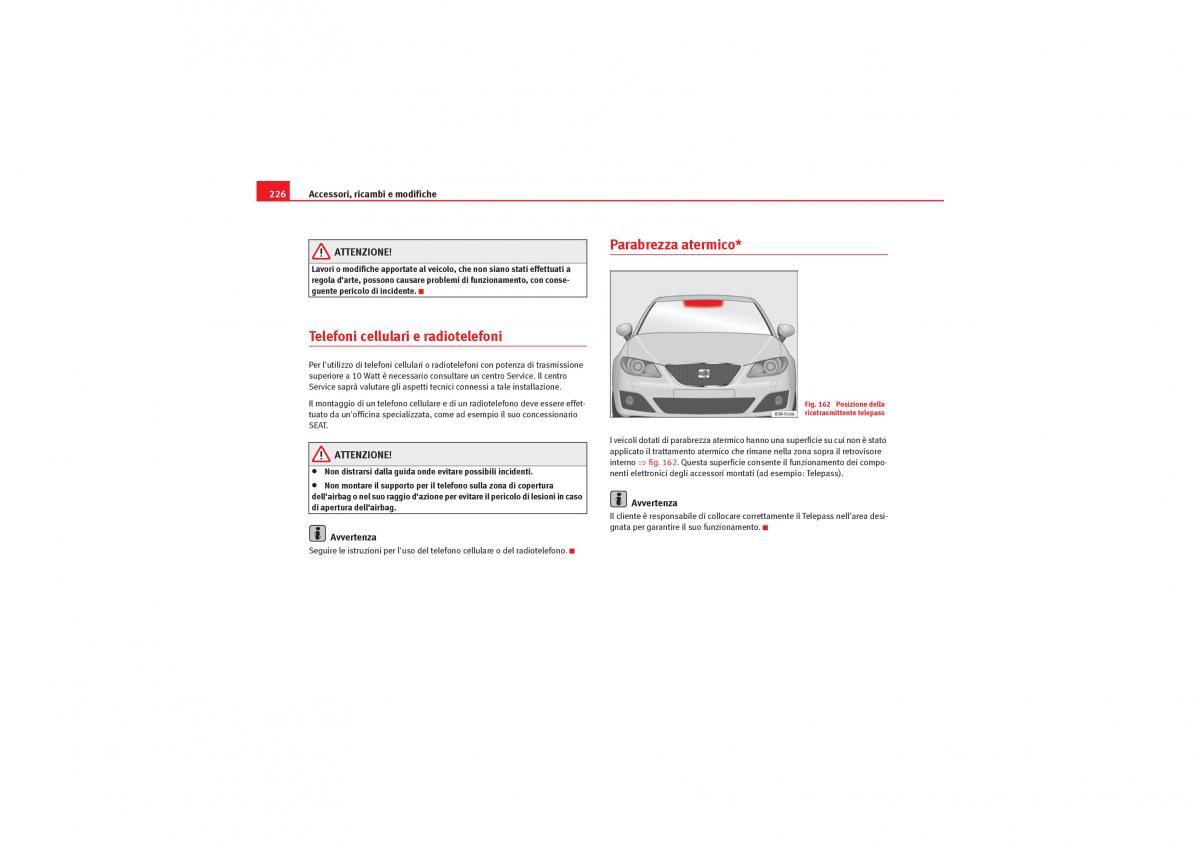 Seat Exeo manuale del proprietario / page 228