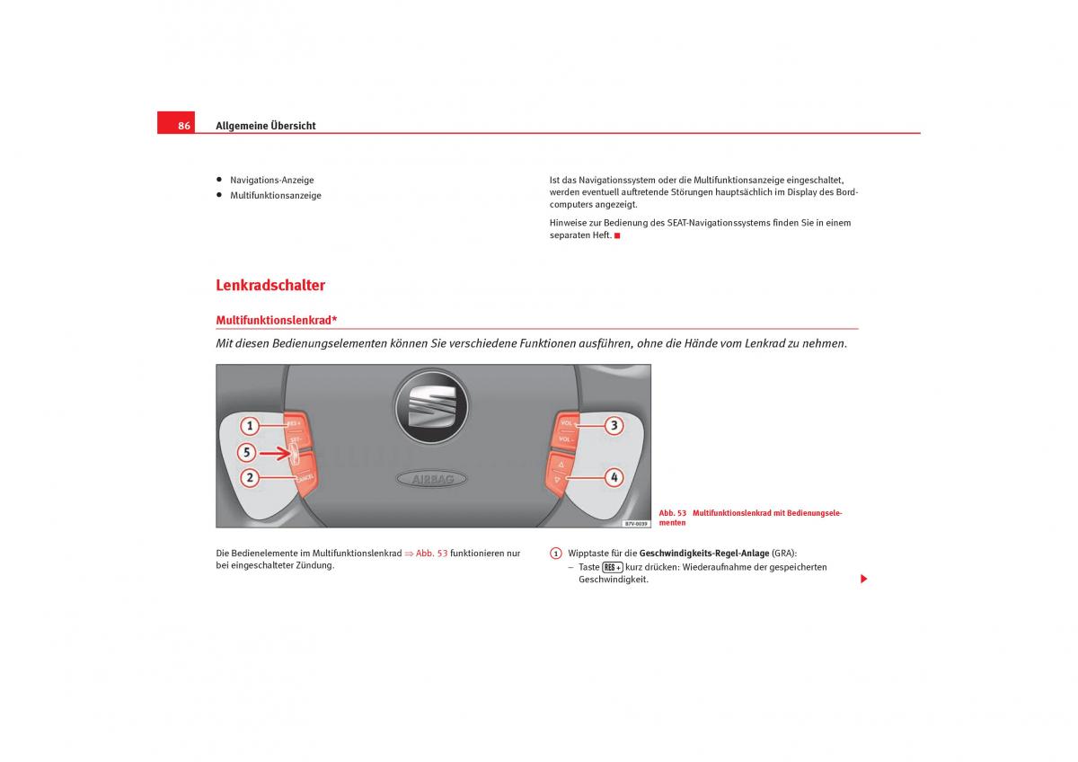 Seat Alhambra I 1 Handbuch / page 88