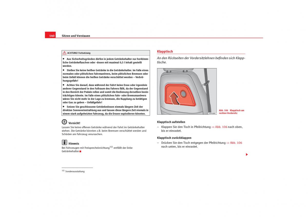 Seat Alhambra I 1 Handbuch / page 142