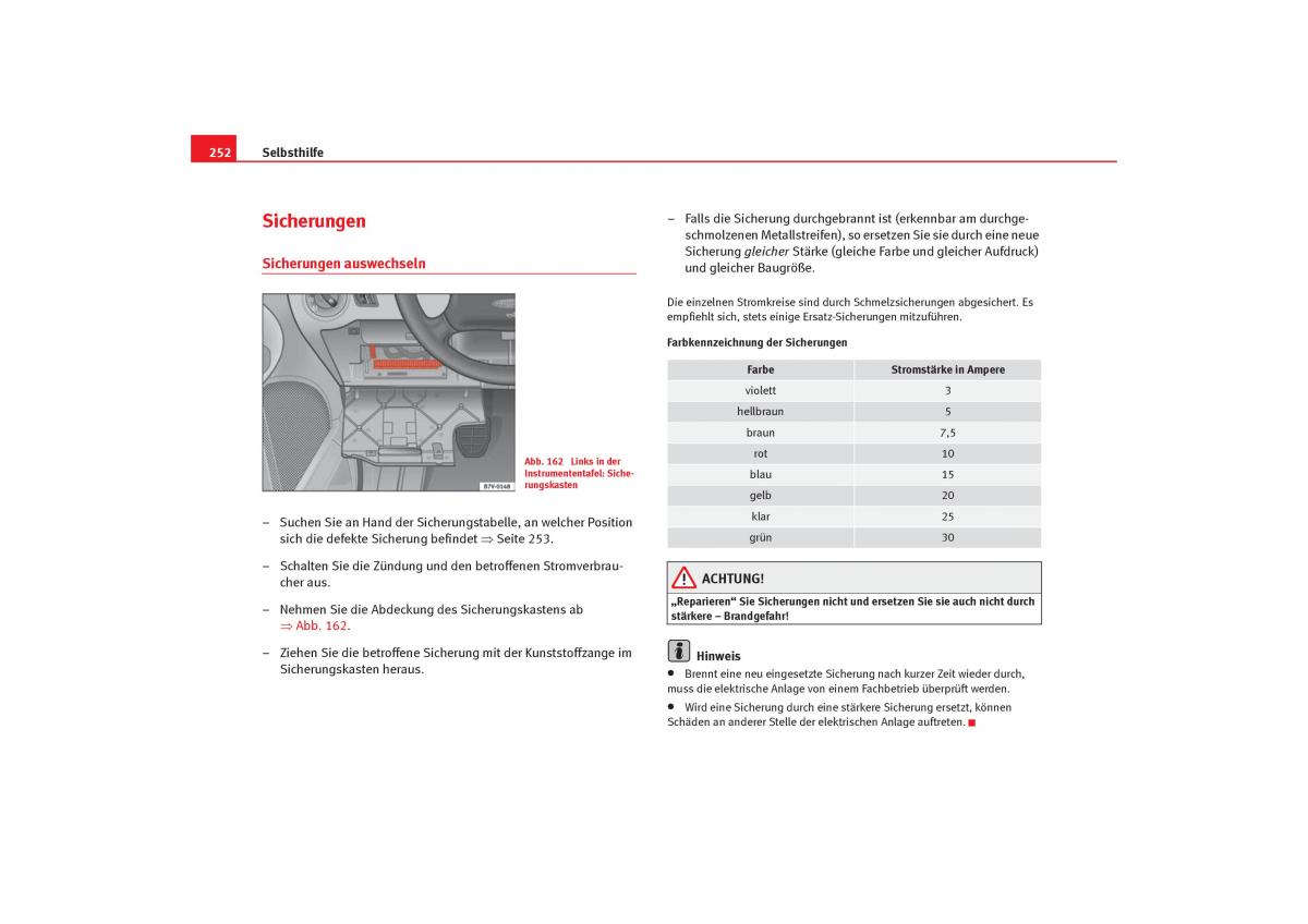 Seat Alhambra I 1 Handbuch / page 254