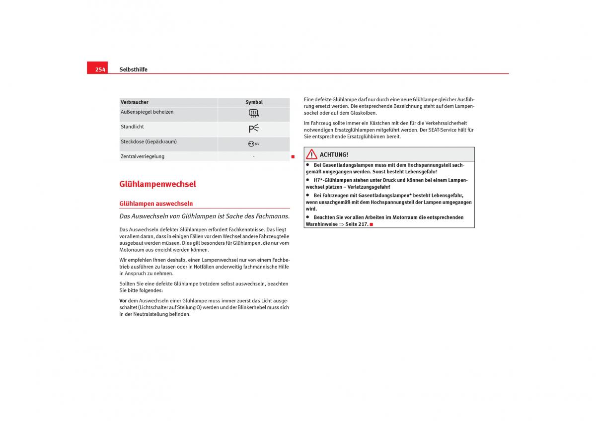 Seat Alhambra I 1 Handbuch / page 256