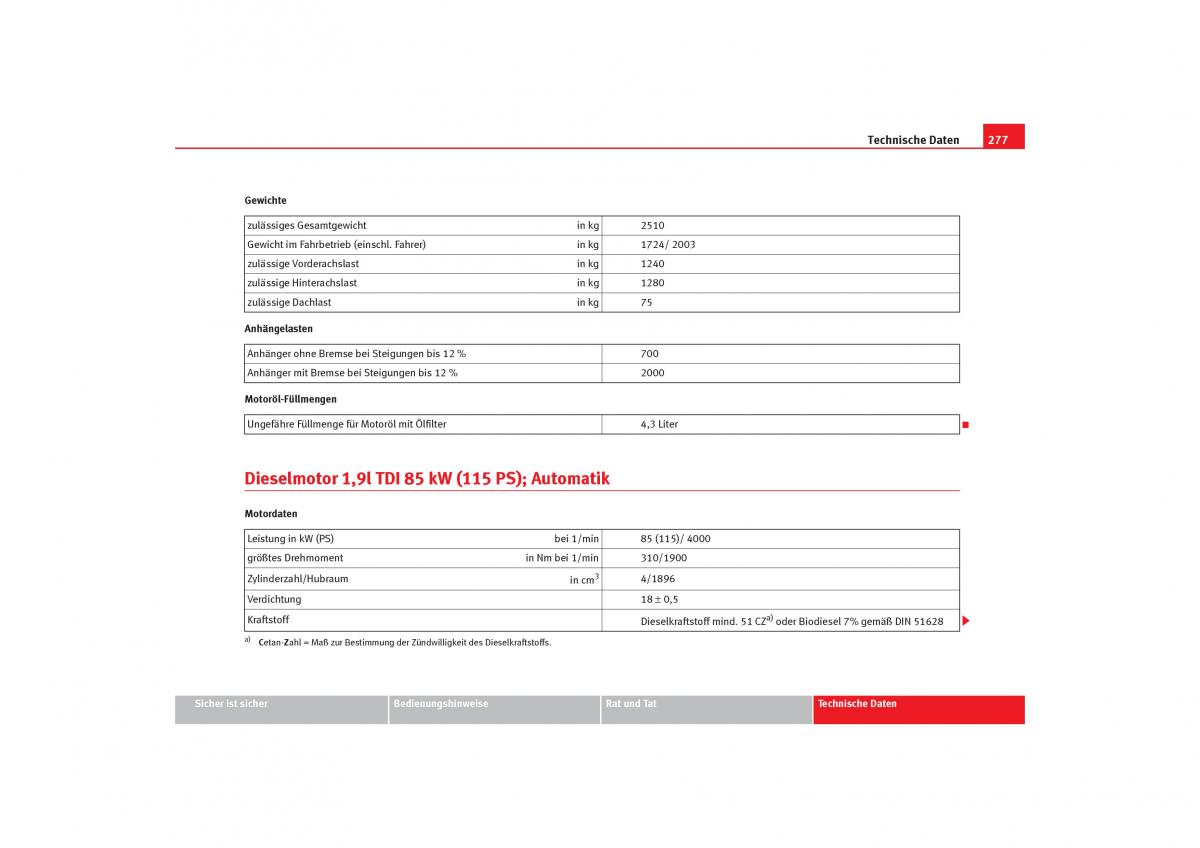 Seat Alhambra I 1 Handbuch / page 279