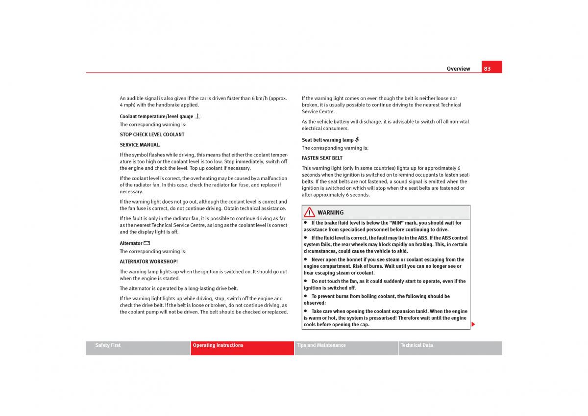 Seat Alhambra I 1 owners manual / page 85