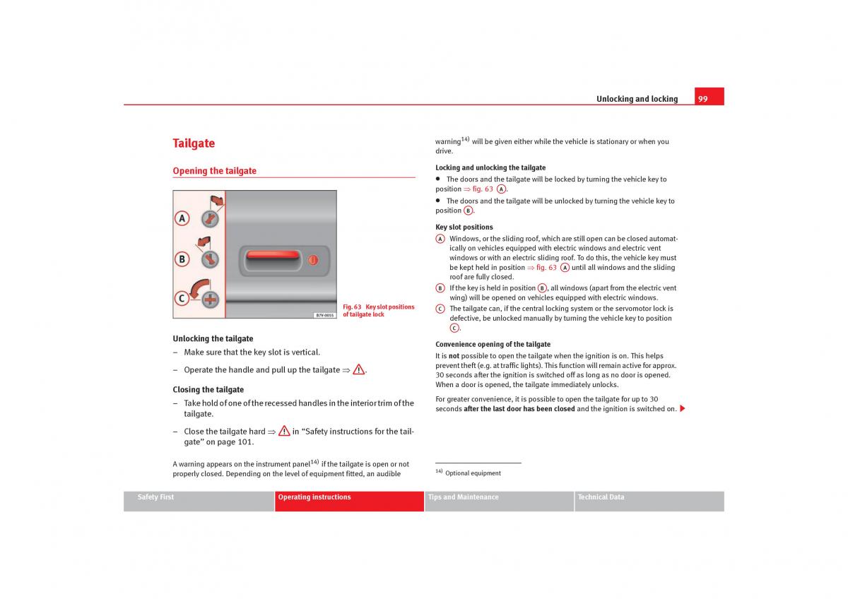 Seat Alhambra I 1 owners manual / page 101