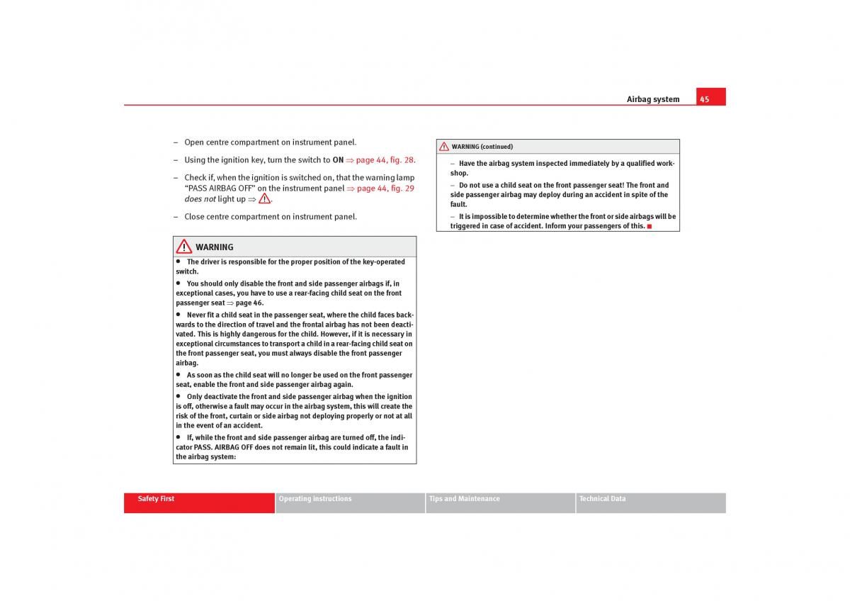 Seat Alhambra I 1 owners manual / page 47