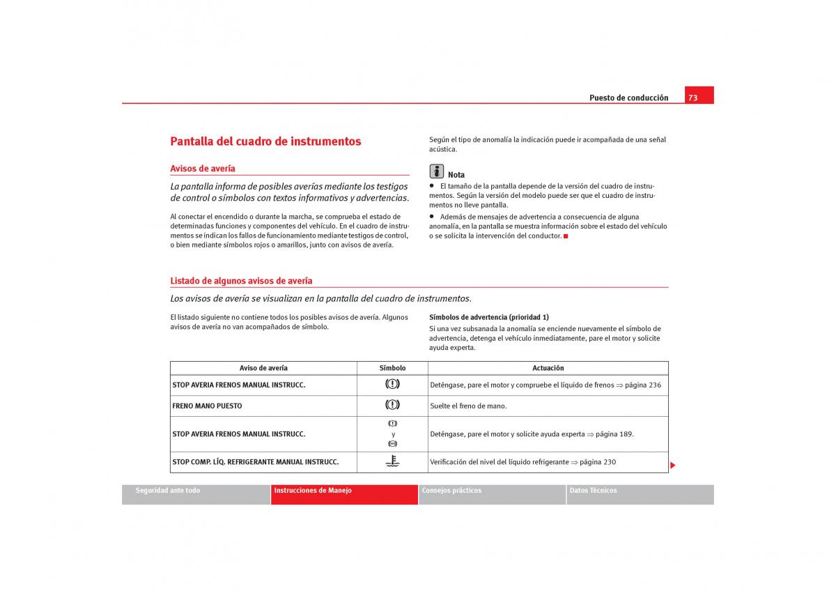 Seat Alhambra I 1 manual del propietario / page 75