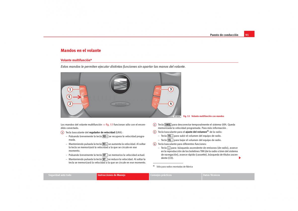 Seat Alhambra I 1 manual del propietario / page 93