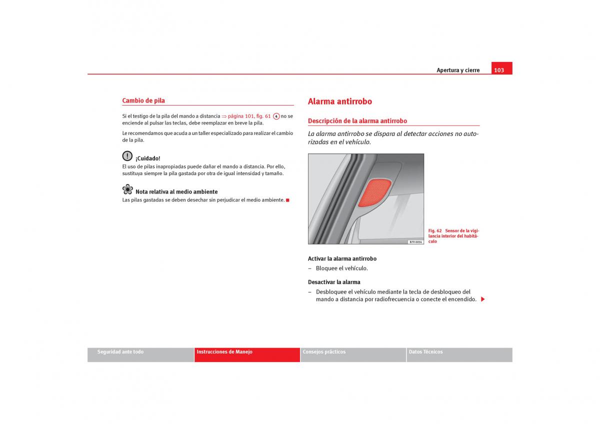 Seat Alhambra I 1 manual del propietario / page 105