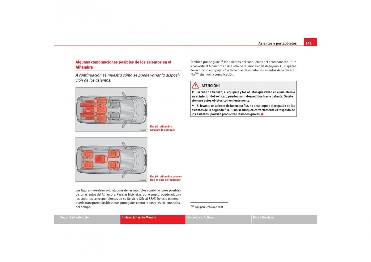 Seat Alhambra I 1 manual del propietario / page 143