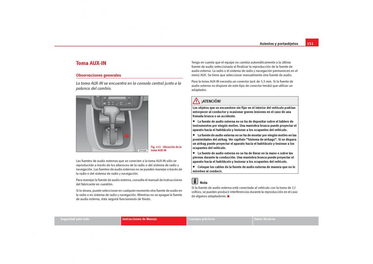 Seat Alhambra I 1 manual del propietario / page 153