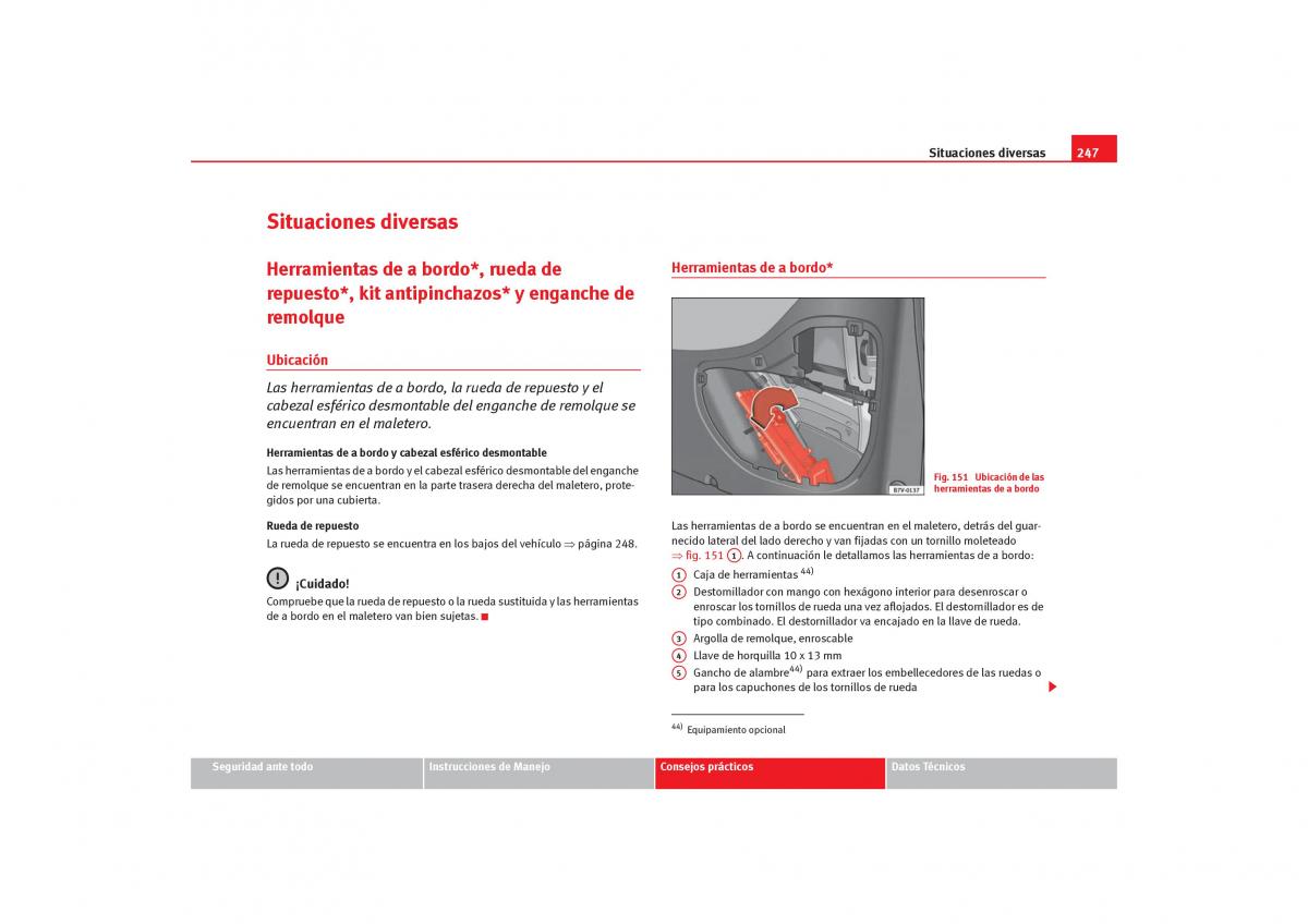 Seat Alhambra I 1 manual del propietario / page 249