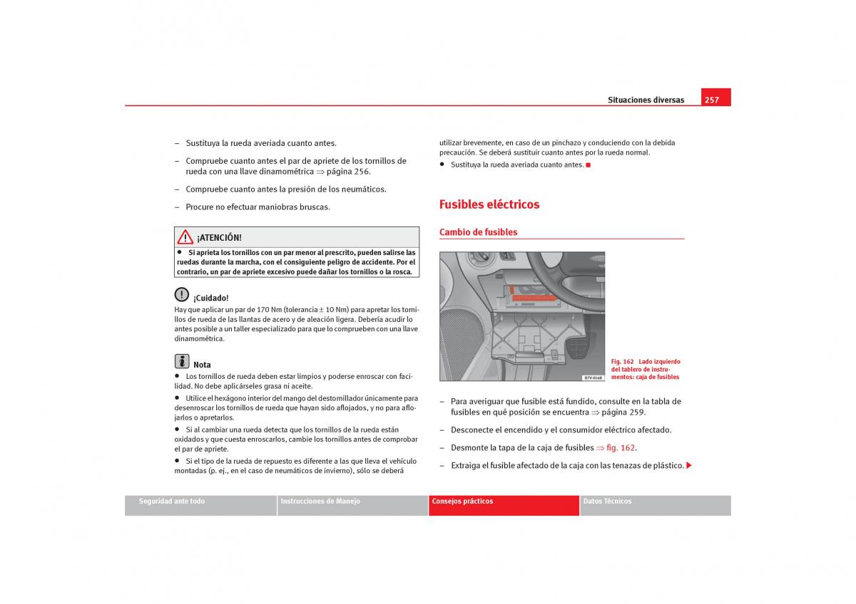 Seat Alhambra I 1 manual del propietario / page 259