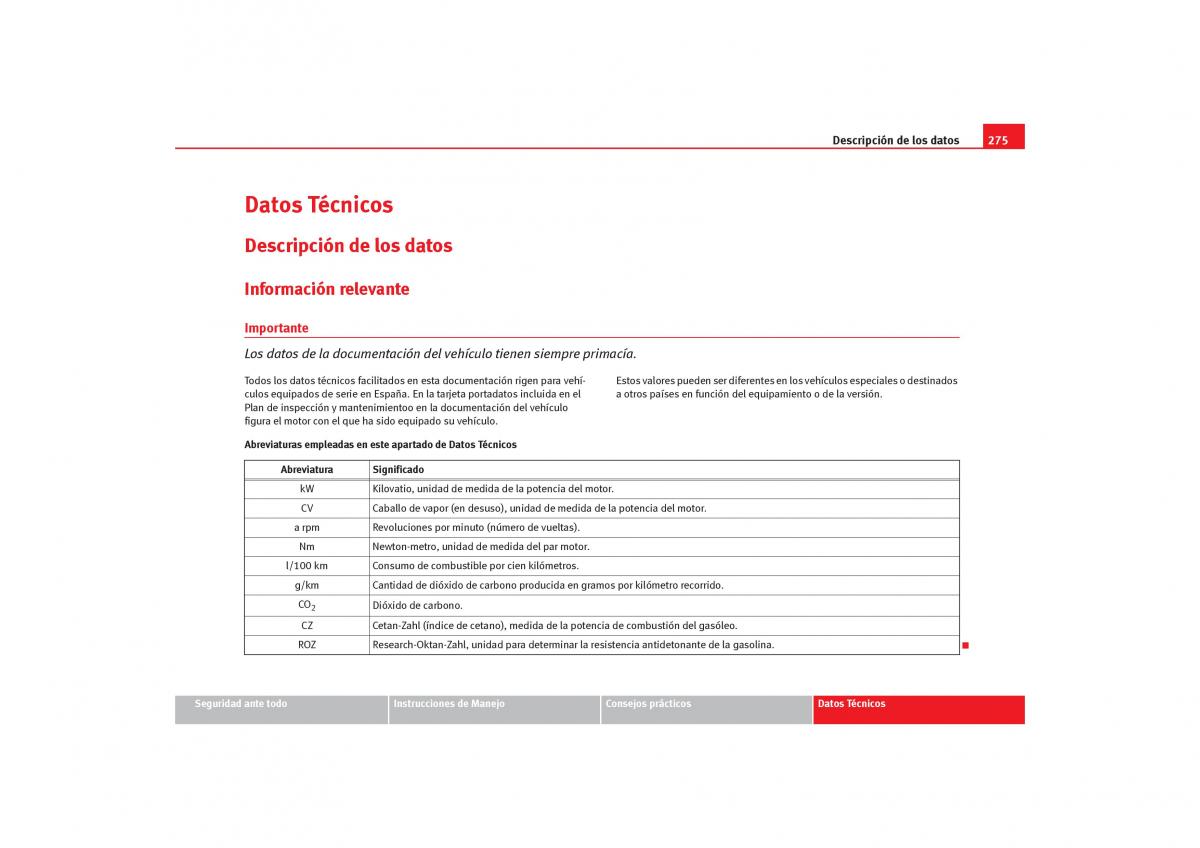 Seat Alhambra I 1 manual del propietario / page 277