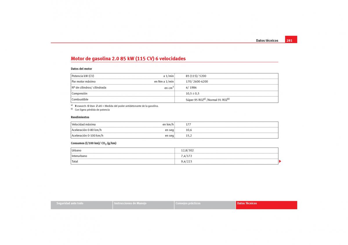 Seat Alhambra I 1 manual del propietario / page 283