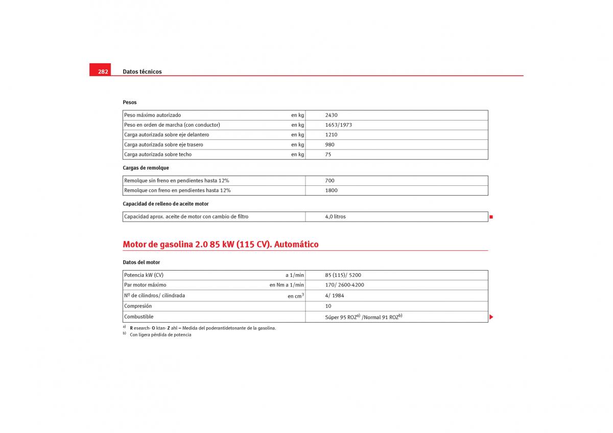 Seat Alhambra I 1 manual del propietario / page 284