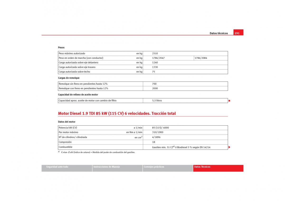 Seat Alhambra I 1 manual del propietario / page 293