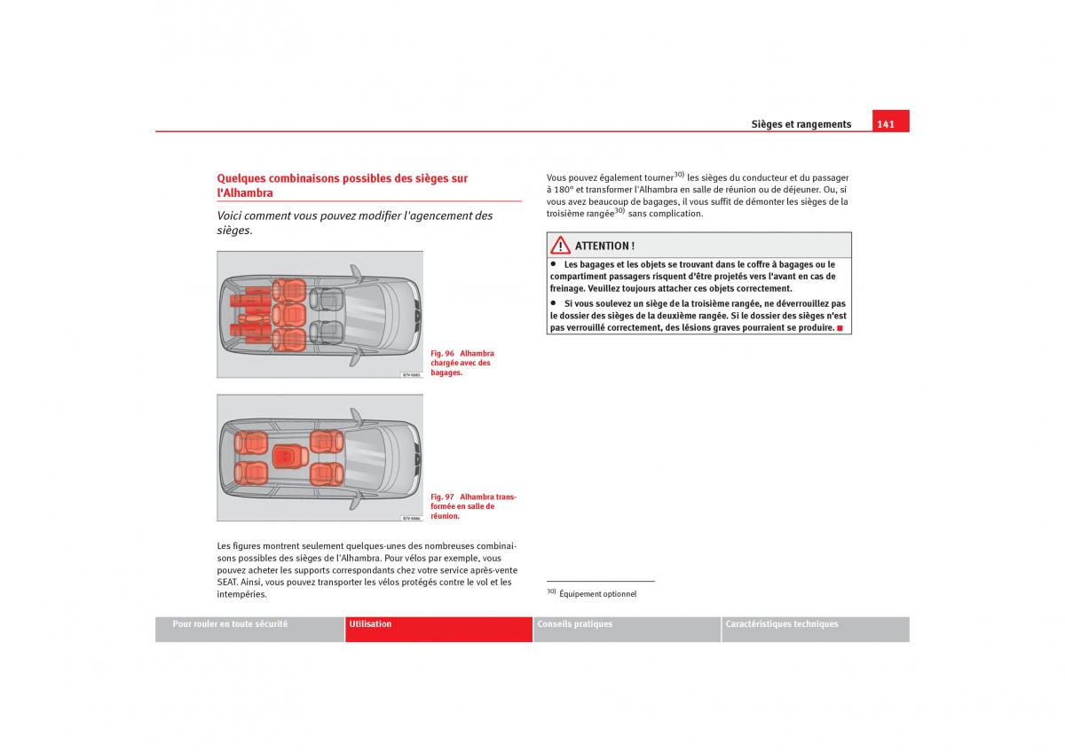 Seat Alhambra I 1 manuel du proprietaire / page 143