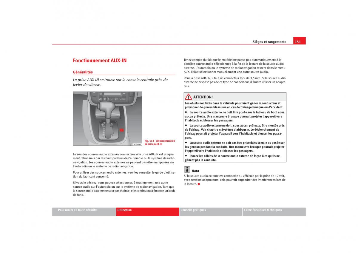 Seat Alhambra I 1 manuel du proprietaire / page 153