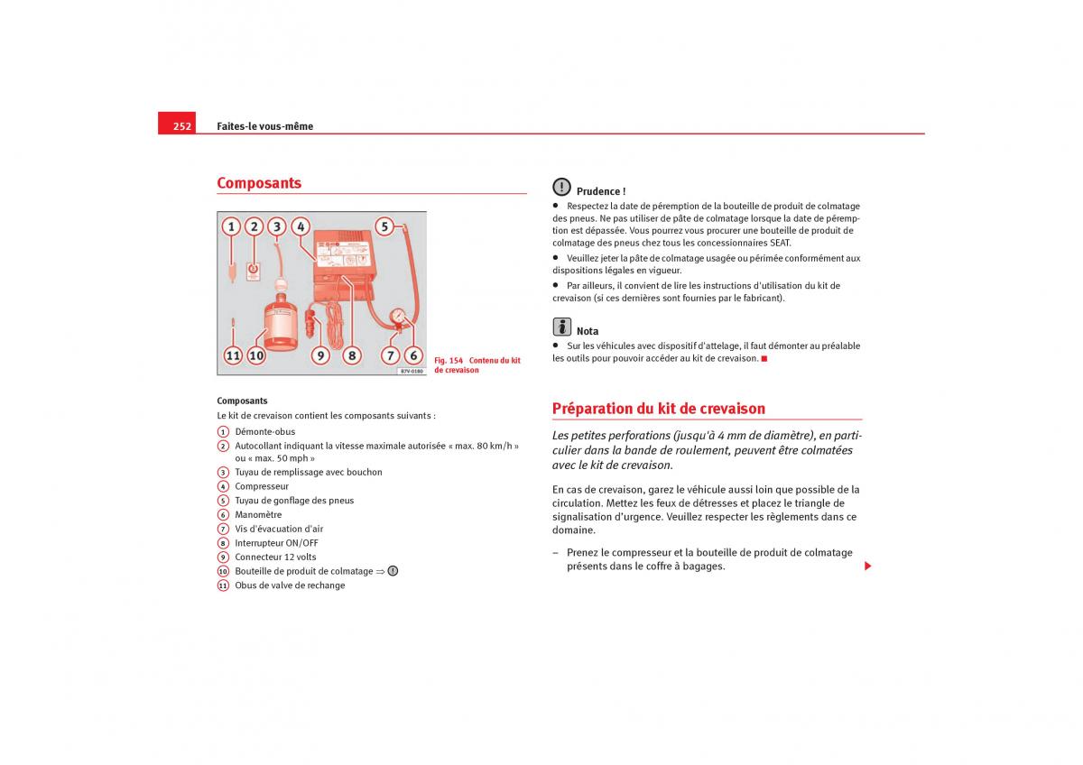 Seat Alhambra I 1 manuel du proprietaire / page 254