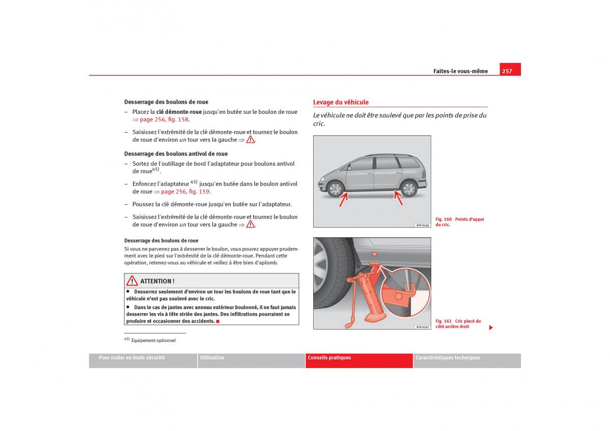 Seat Alhambra I 1 manuel du proprietaire / page 259