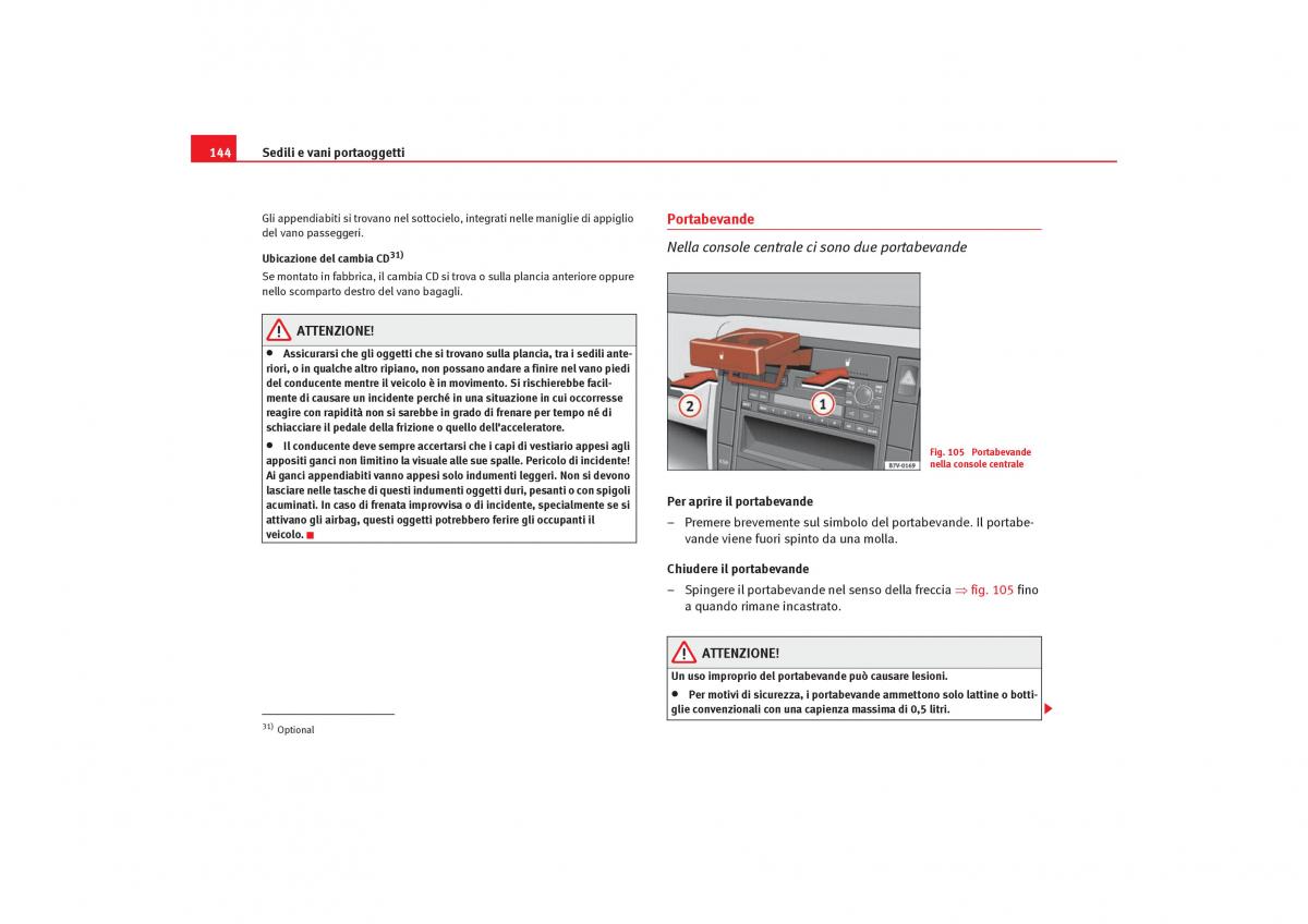 Seat Alhambra I 1 manuale del proprietario / page 146