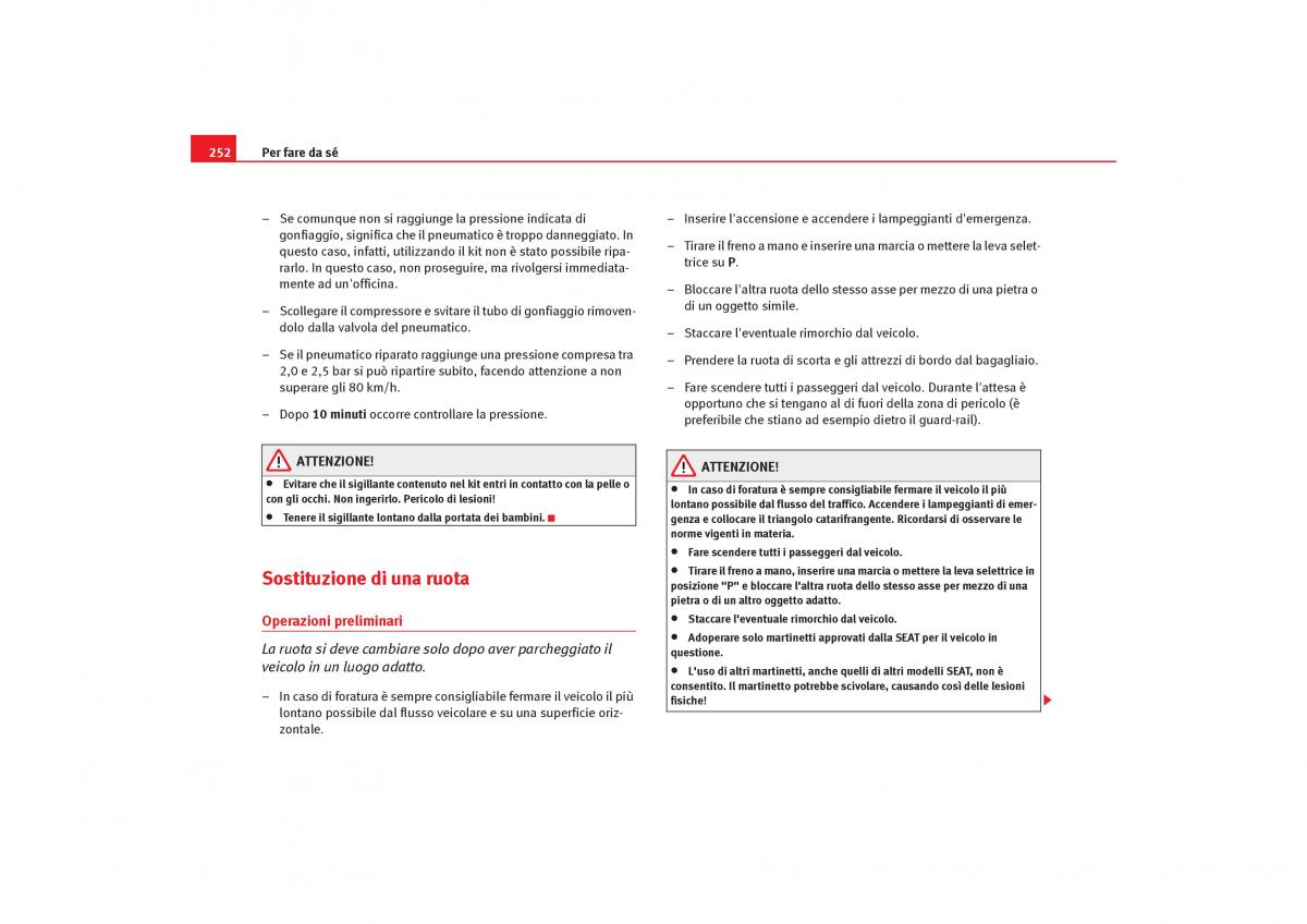 Seat Alhambra I 1 manuale del proprietario / page 254