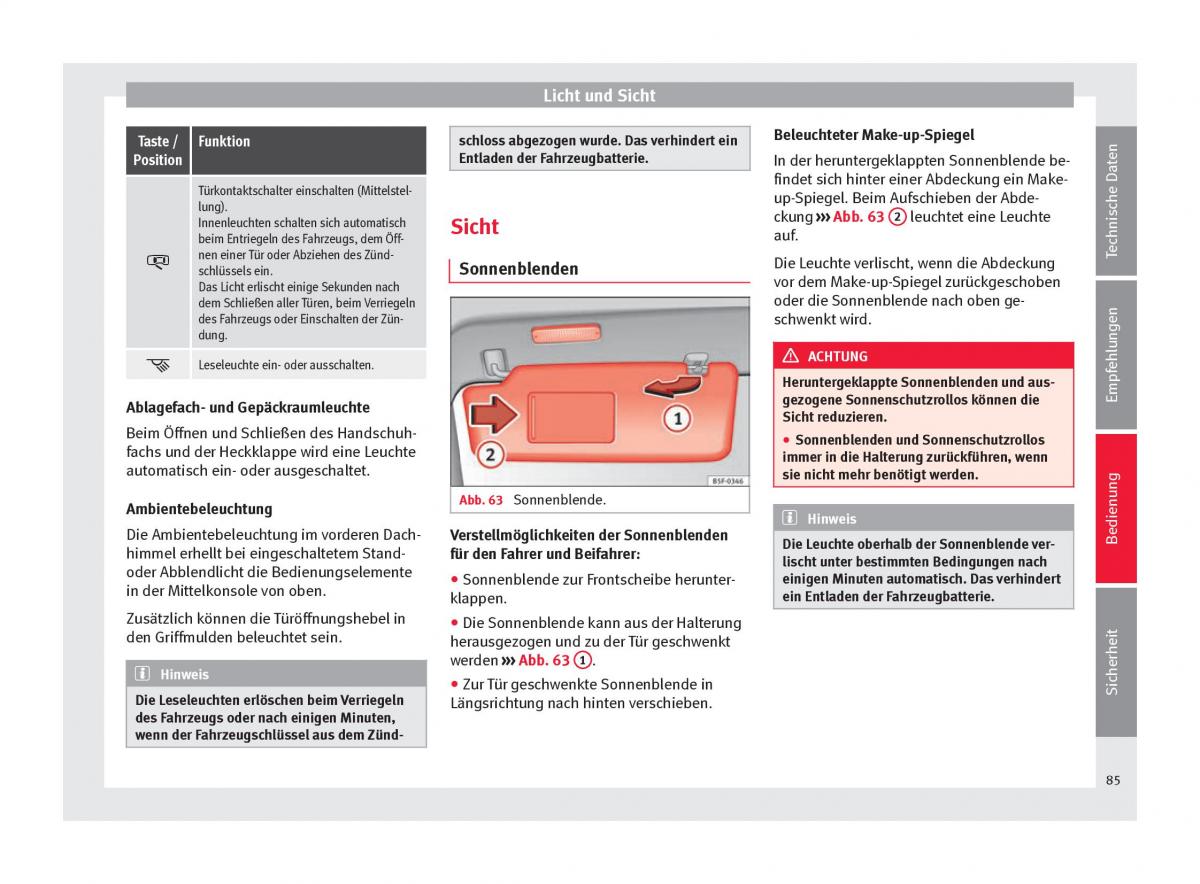 Seat Alhambra II 2 Handbuch / page 87