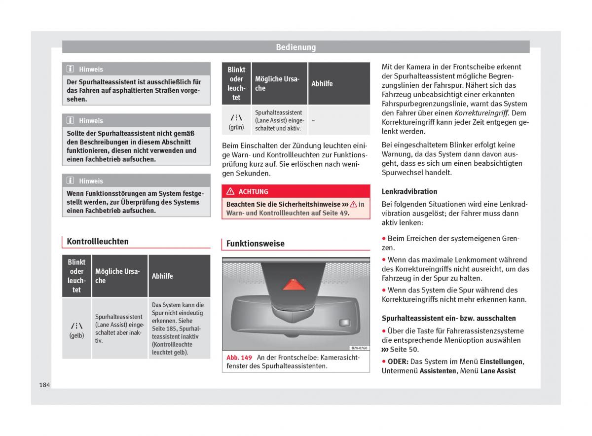 Seat Alhambra II 2 Handbuch / page 186