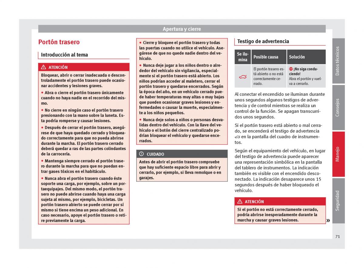 Seat Alhambra II 2 manual del propietario / page 73