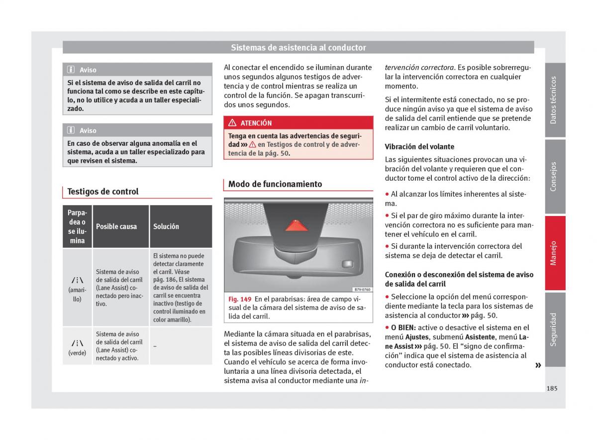 Seat Alhambra II 2 manual del propietario / page 187