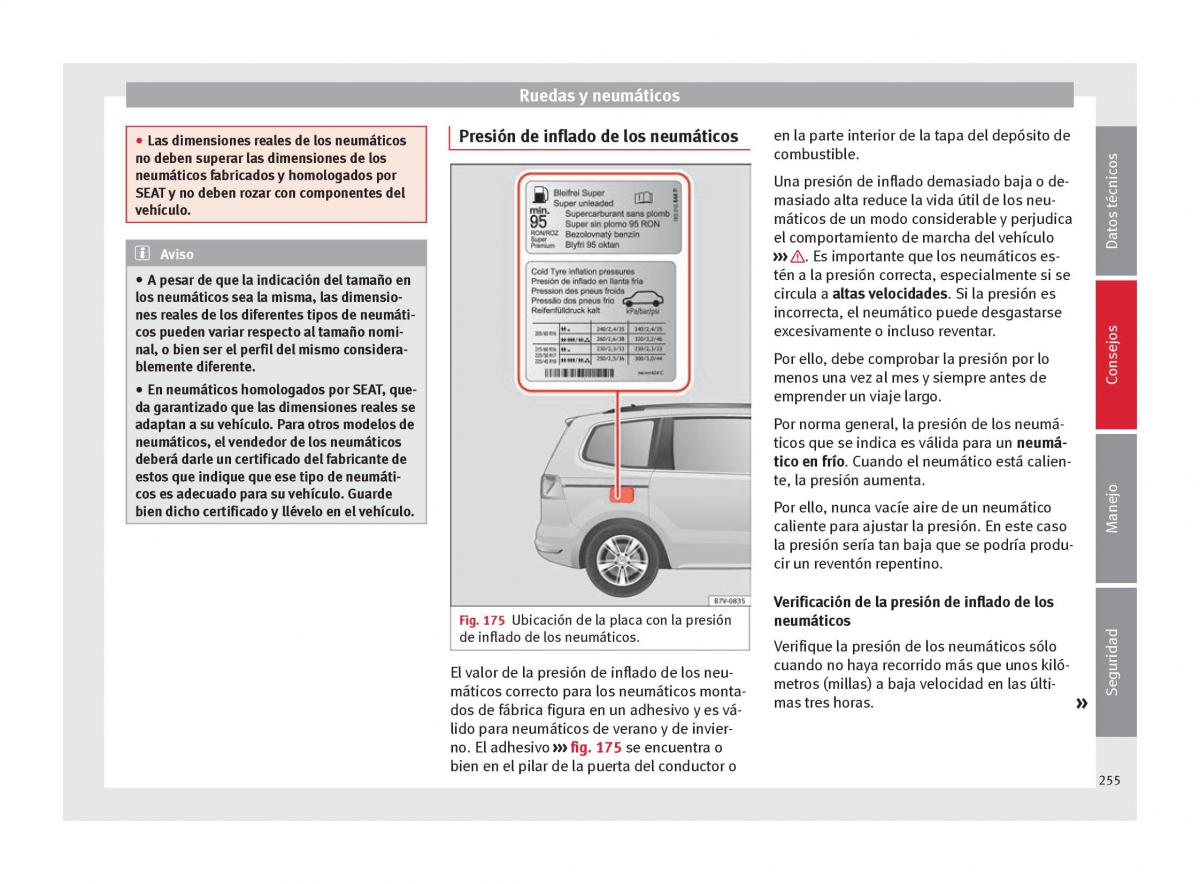 Seat Alhambra II 2 manual del propietario / page 257