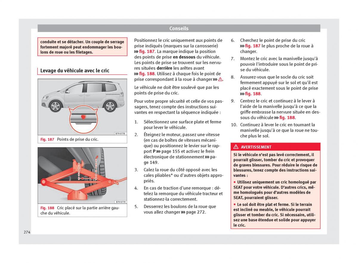 Seat Alhambra II 2 manuel du proprietaire / page 276