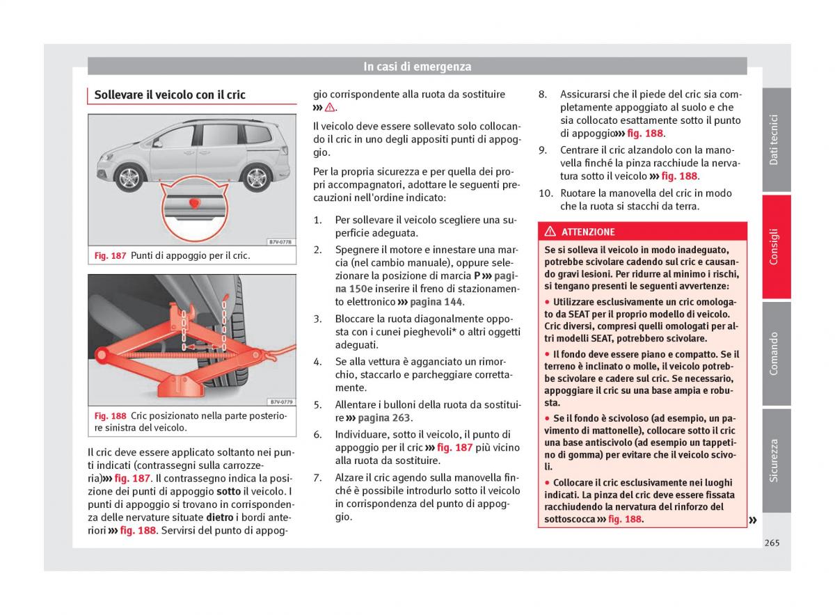 Seat Alhambra II 2 manuale del proprietario / page 267