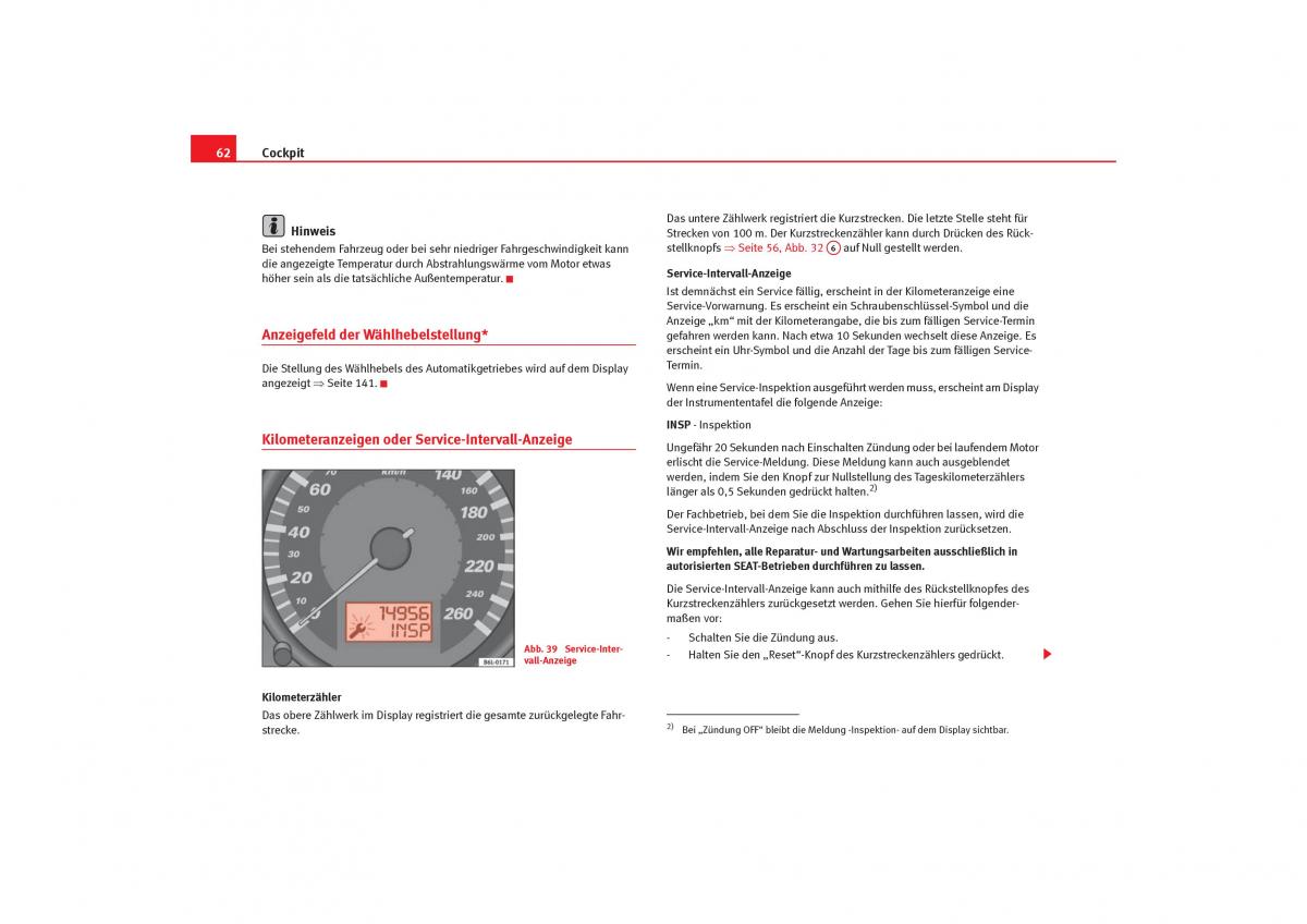 Seat Cordoba II 2 Handbuch / page 64