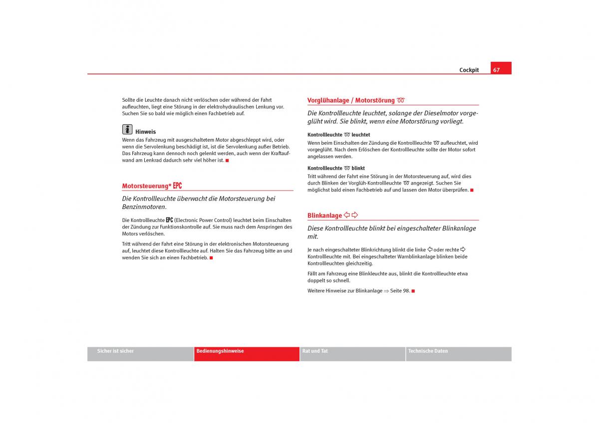 Seat Cordoba II 2 Handbuch / page 69