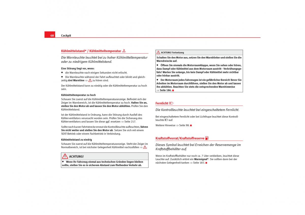 Seat Cordoba II 2 Handbuch / page 70