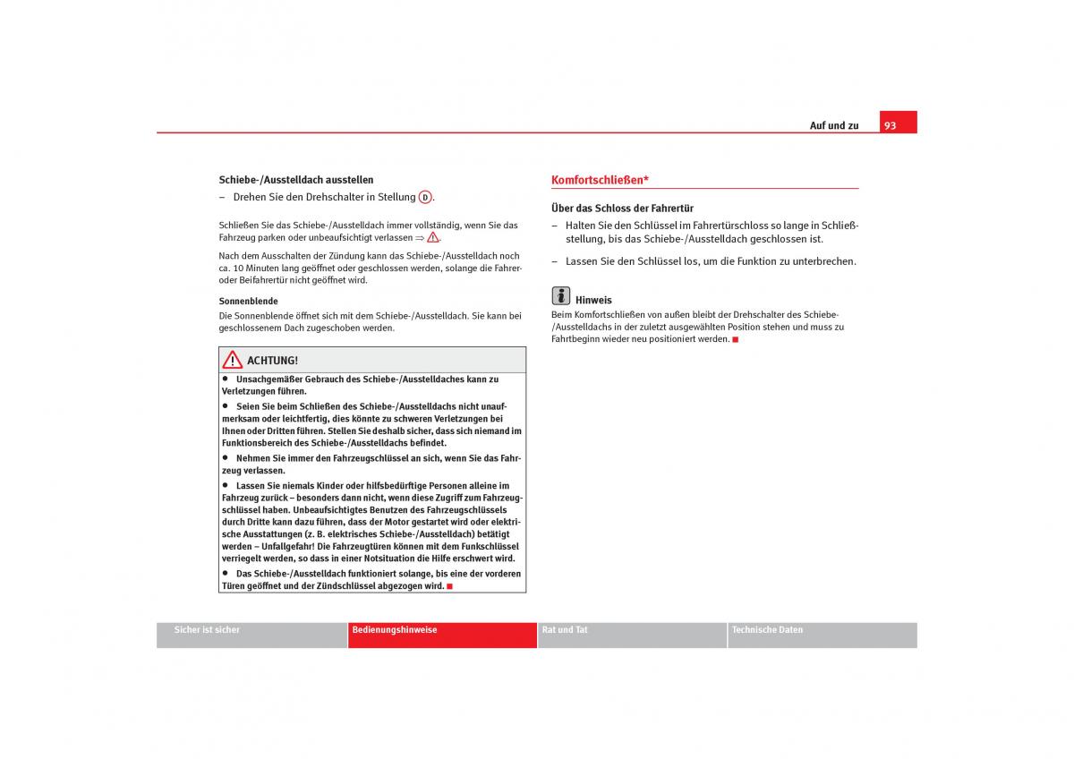 Seat Cordoba II 2 Handbuch / page 95