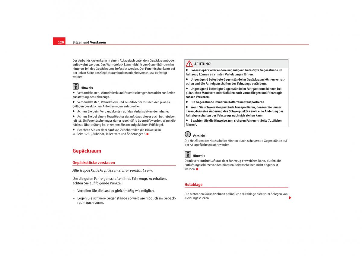 Seat Cordoba II 2 Handbuch / page 122